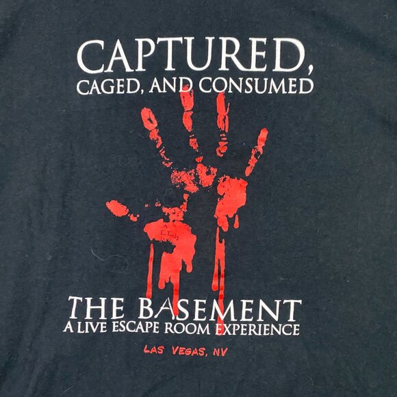Vintage The Basement A Live Escape Room Experience T Shirt 2XL XL Horror Terror - Picture 2 of 7